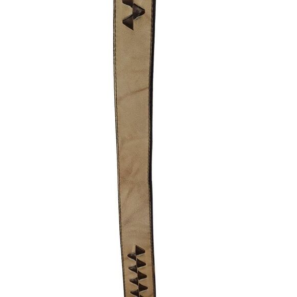 Vintage Nocona Belt Leather Inlay 30 Tan Silver Nickel B R Monogram Buckle - Picture 6 of 10